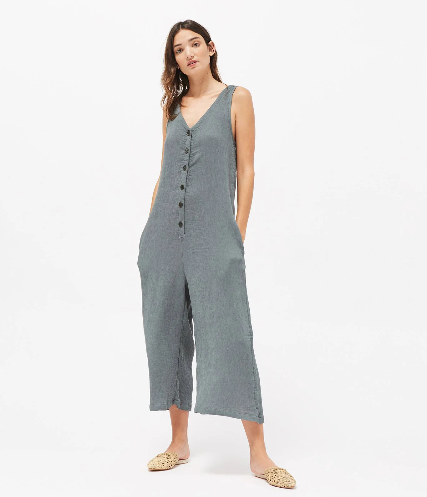 LACAUSA 'Elderflower' jumpsuit in Sage, $165