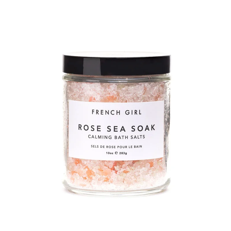French Girl Organics rose sea soak calming bath salts, $22