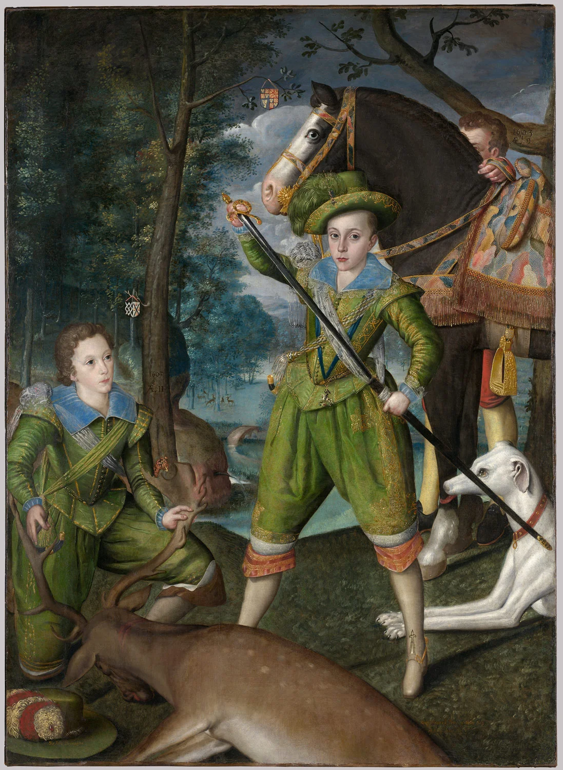 Robert Peake the Elder, 'Henry Frederick (1594-1612), Prince of Wales, with Sir John Harrington (1592-1614), in the Hunting Field' (1603), http://www.metmuseum.org/art/collection/search/437272. I am grateful to the New York Metropolitan Museum of Art for allowing me to reproduce this image in accordance with their Open Access for Scholarly Content Policy.