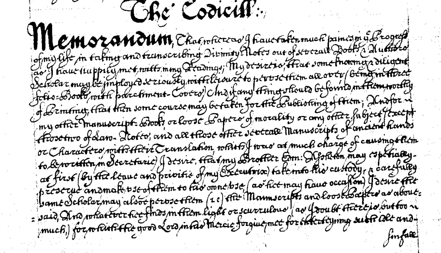 Codicil to Sir Raphe Assheton's will. TNA: PROB 11/362/546. Reproduced with permission from The National Archives.