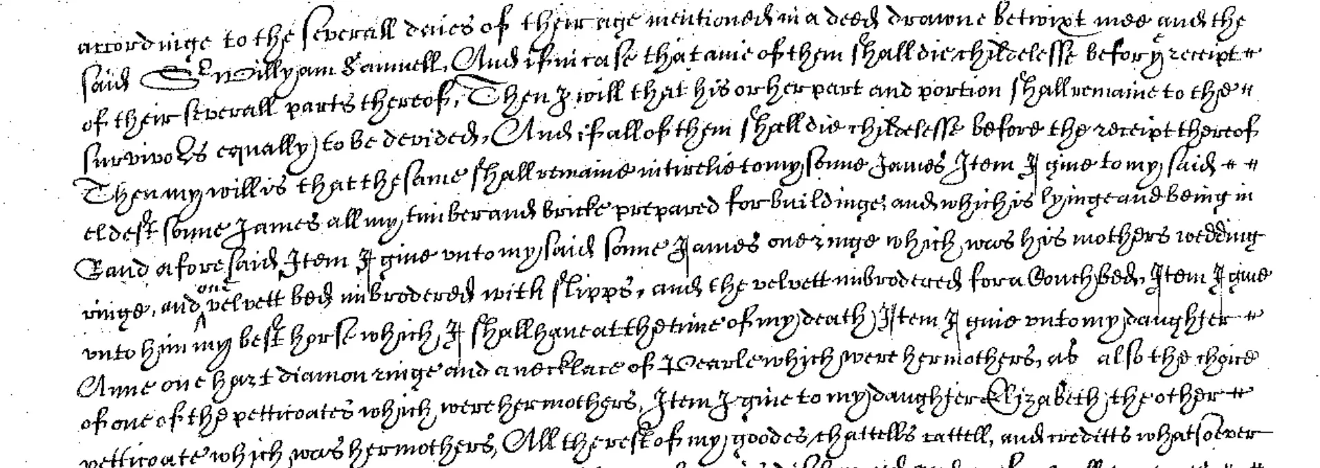 Extract from the will of Sir Sapcoates Harrington. TNA: PROB 11/157/654. Reproduced with permission from The National Archives.