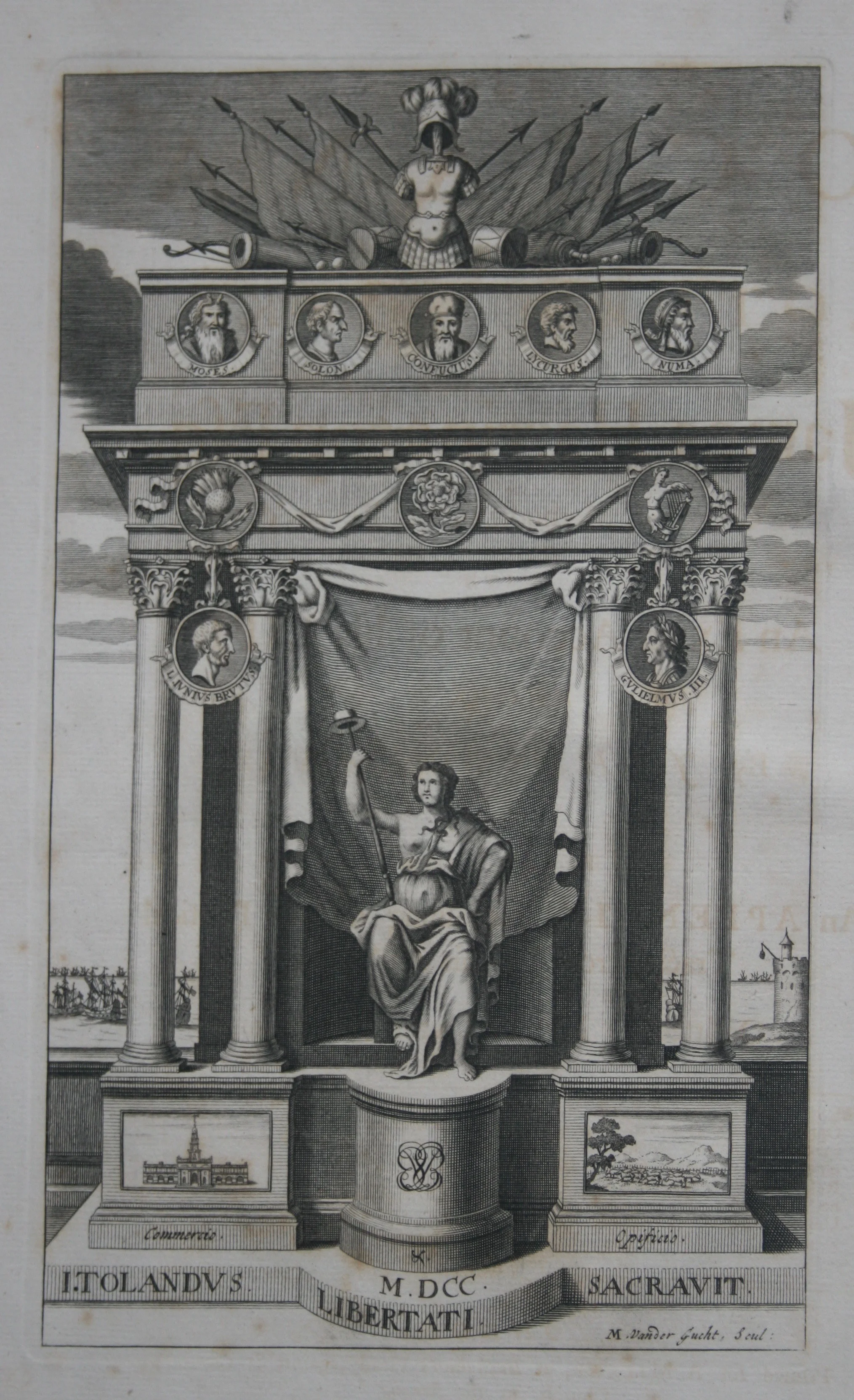 Frontispiece to John Toland's edition of The Oceana and Other Works of James Harrington (London, 1737). Private Copy. Image by Rachel Hammersley.