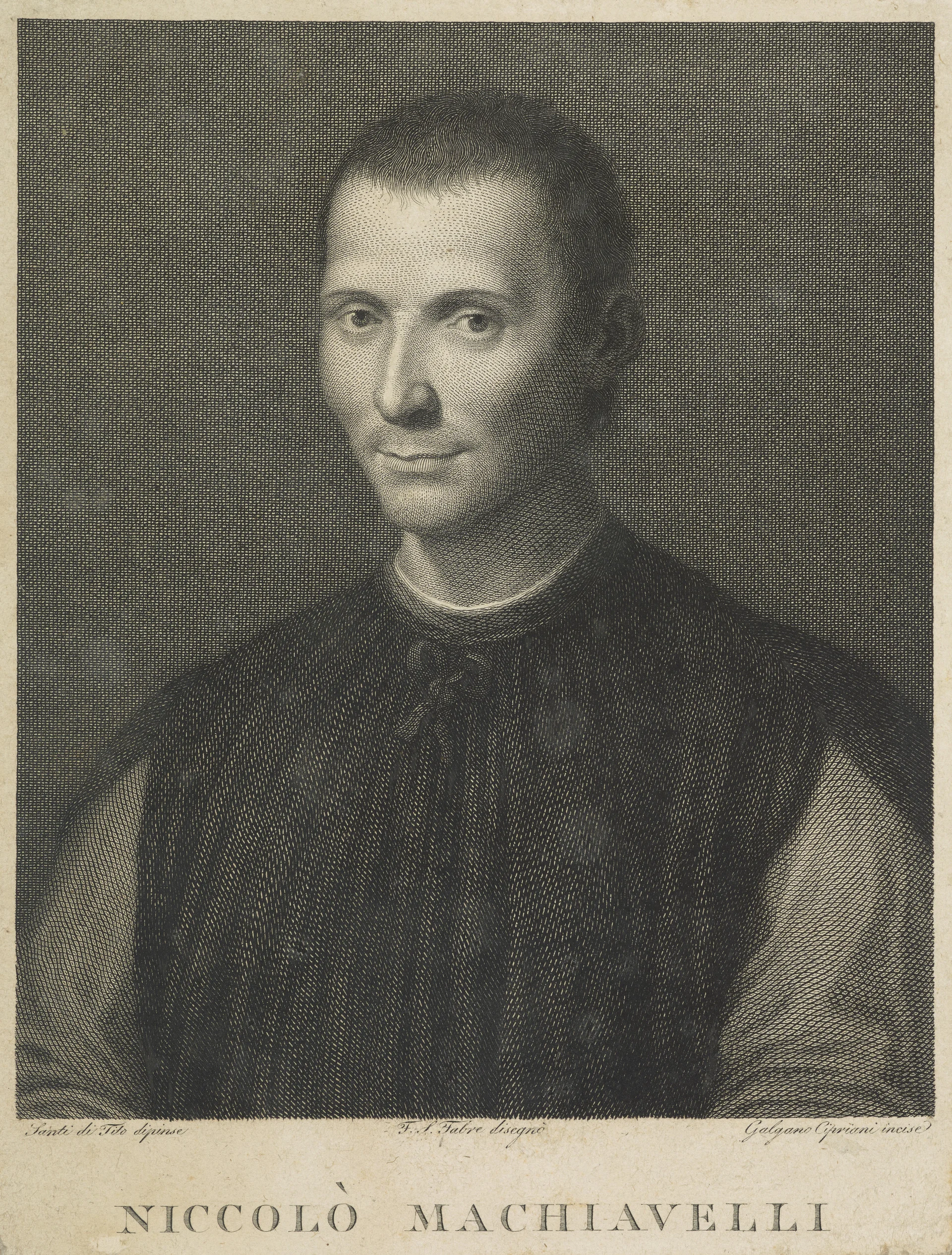 Galgano Cipriani, Niccolo Machiavelli, 1469-1527 Statesman and historiographer, National Galleries Scotland, Accession Number FP I 81.1 https://www.nationalgalleries.org/art-and-artists/34757/niccolo-machiavelli-1469-1527-statesman-and-historiographer