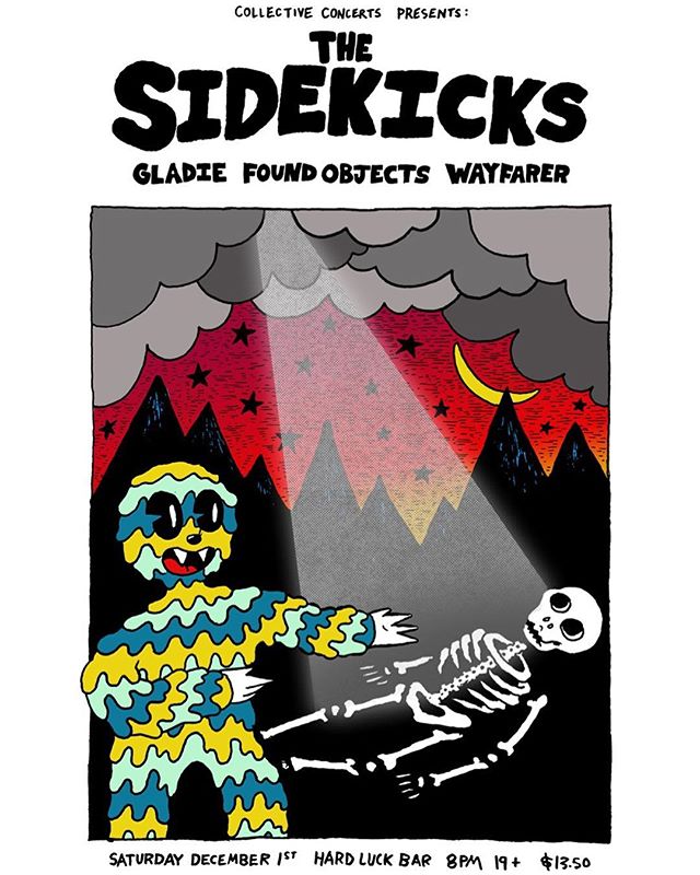 #poster for @sidekicksohio @gladie_band @wayfarerband @foundobjects666 @hardluckbar #toronto #design #posterdesign #showposter #punk #music  #drawing #doodle #goopdude #skeleton