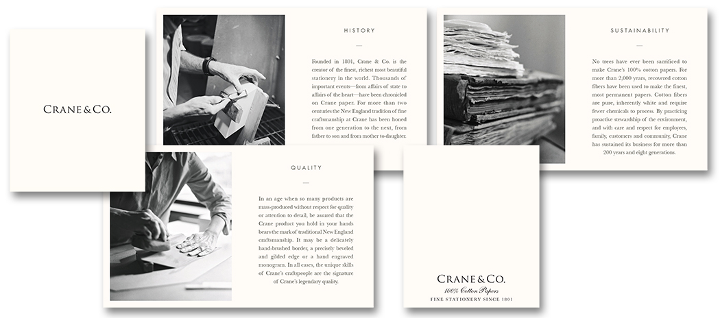 Crane & Co. brand booklet | Art Direction & Design