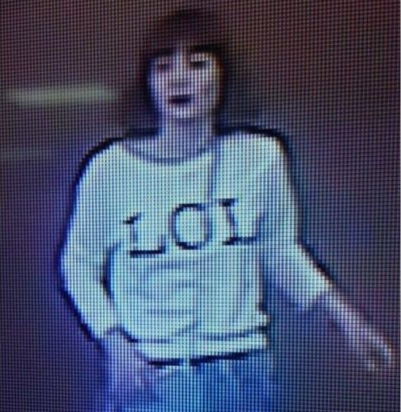CCTV IMAGE OF ONE OF THE TWO OPERATIVES WHO CARRIED OUT THE KIM JONG NAM ASSASSINATION, WEARING AN 'LOL' T SHIRT. WE'RE NOT KIDDING