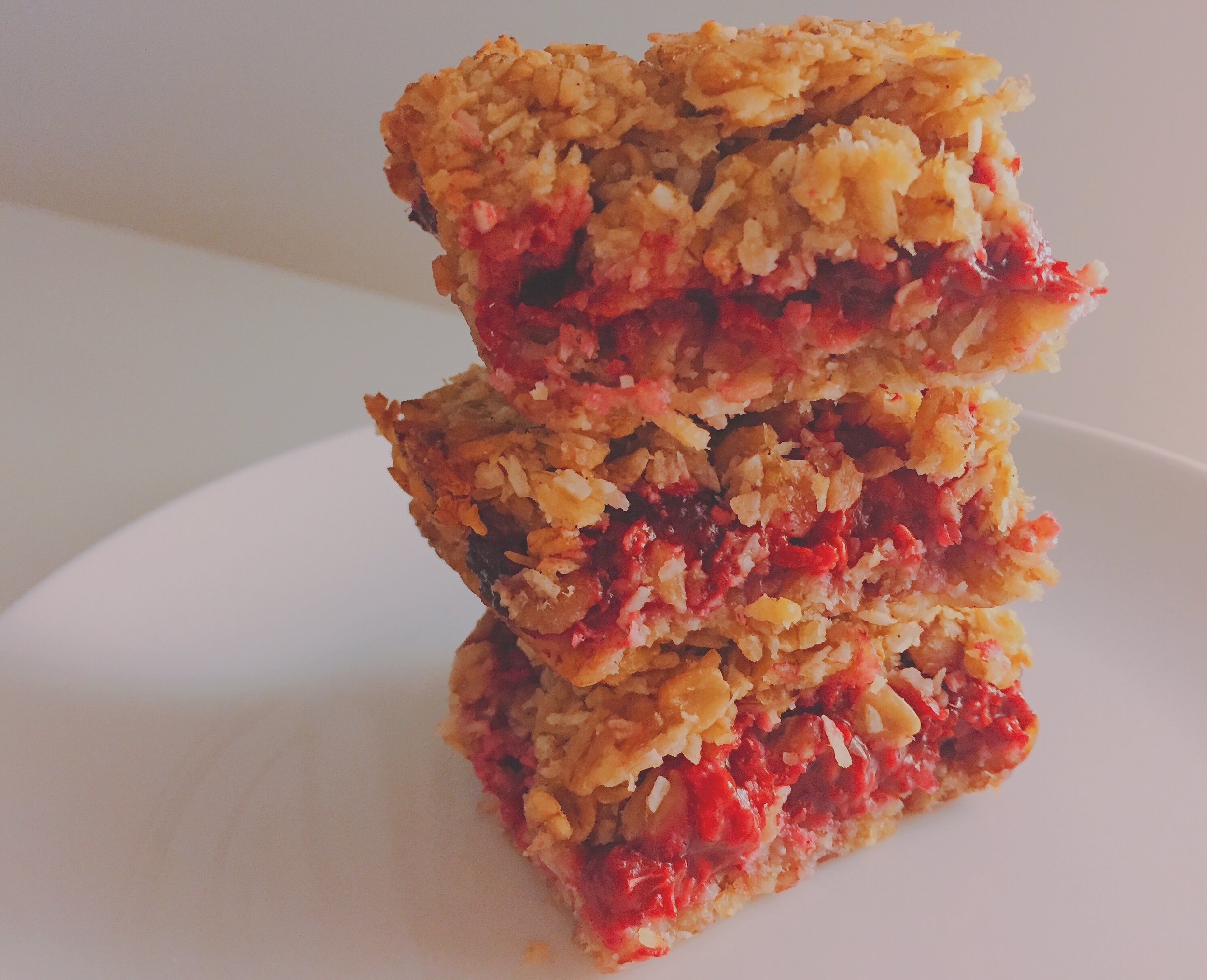 Raspberry and coconut crumb bars