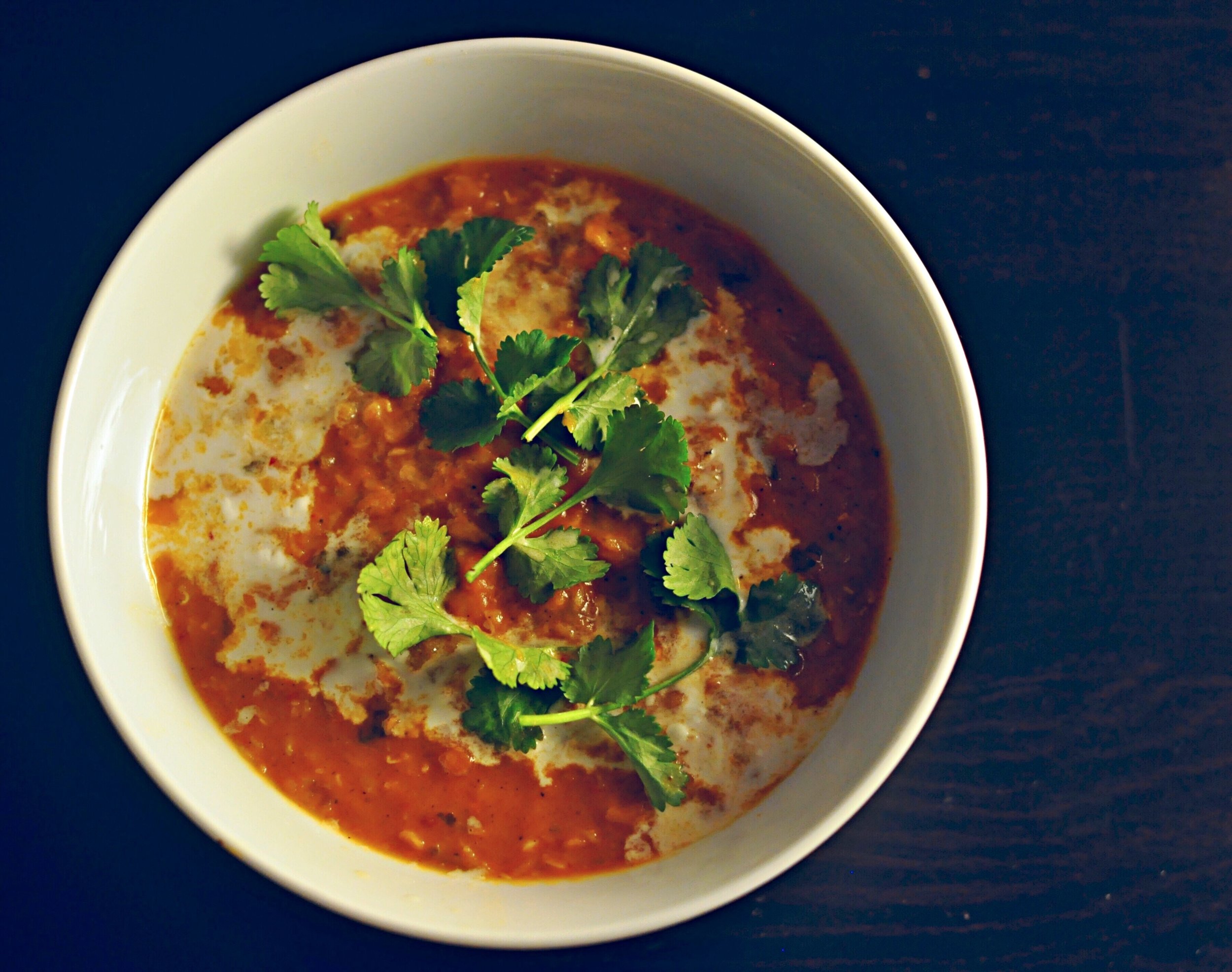 Curried lentil, tomato and coconut soup