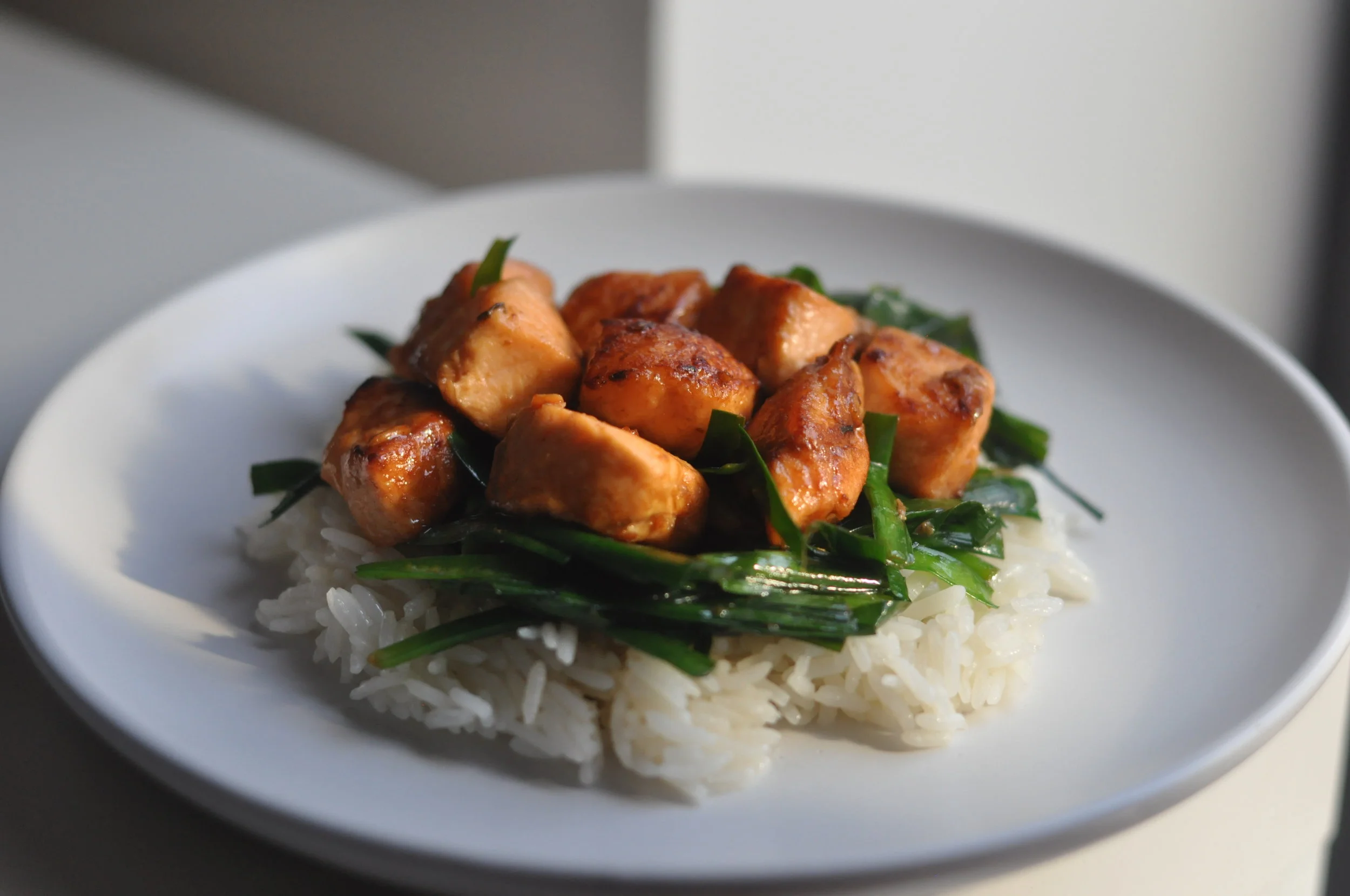 Salmon and garlic chives