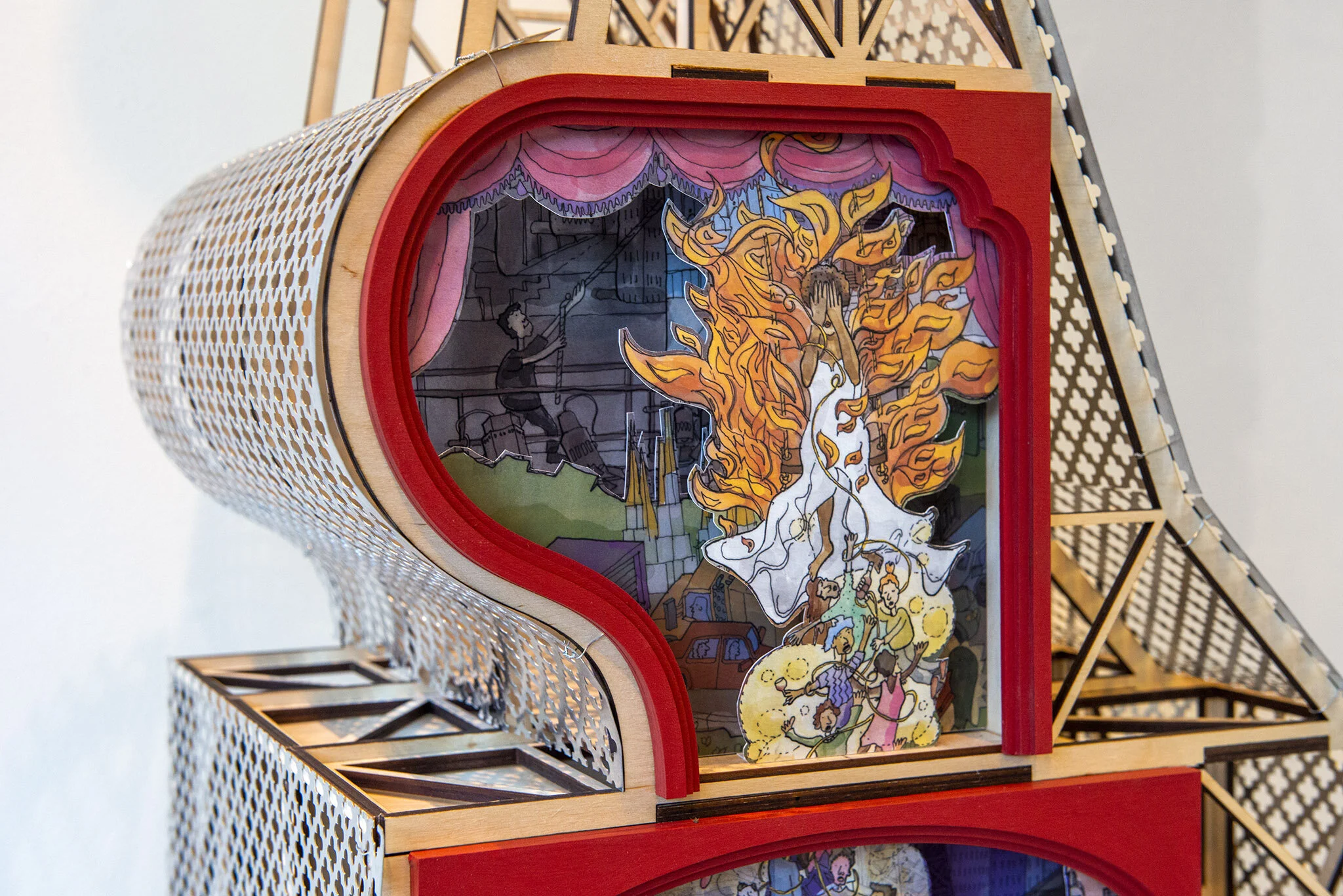  Detail of the three-dimensional drawings the fill the Tower of the Sacred &amp; Ordinary. 