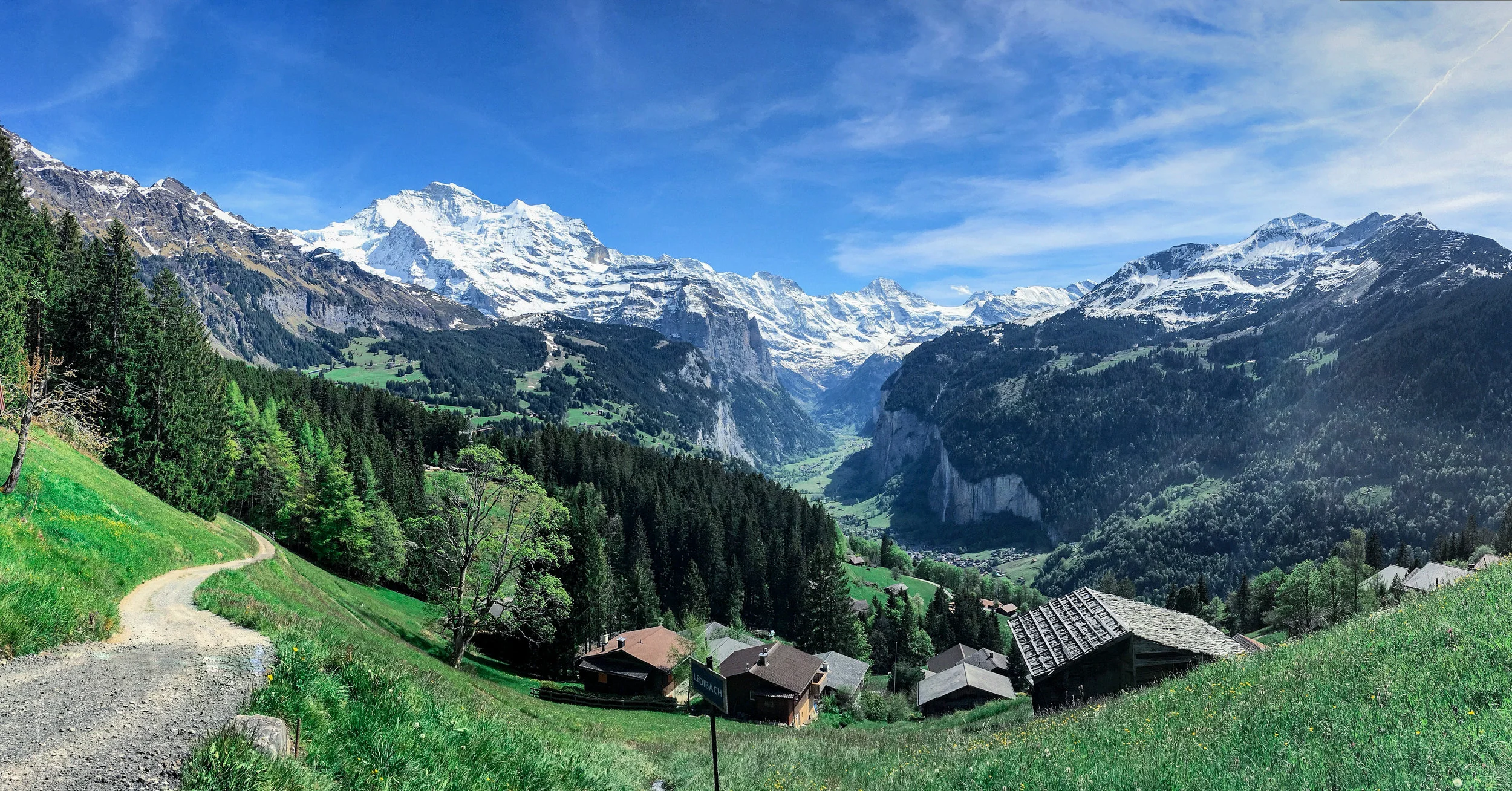 View looking back to Lauterbrunnen, from Wengen