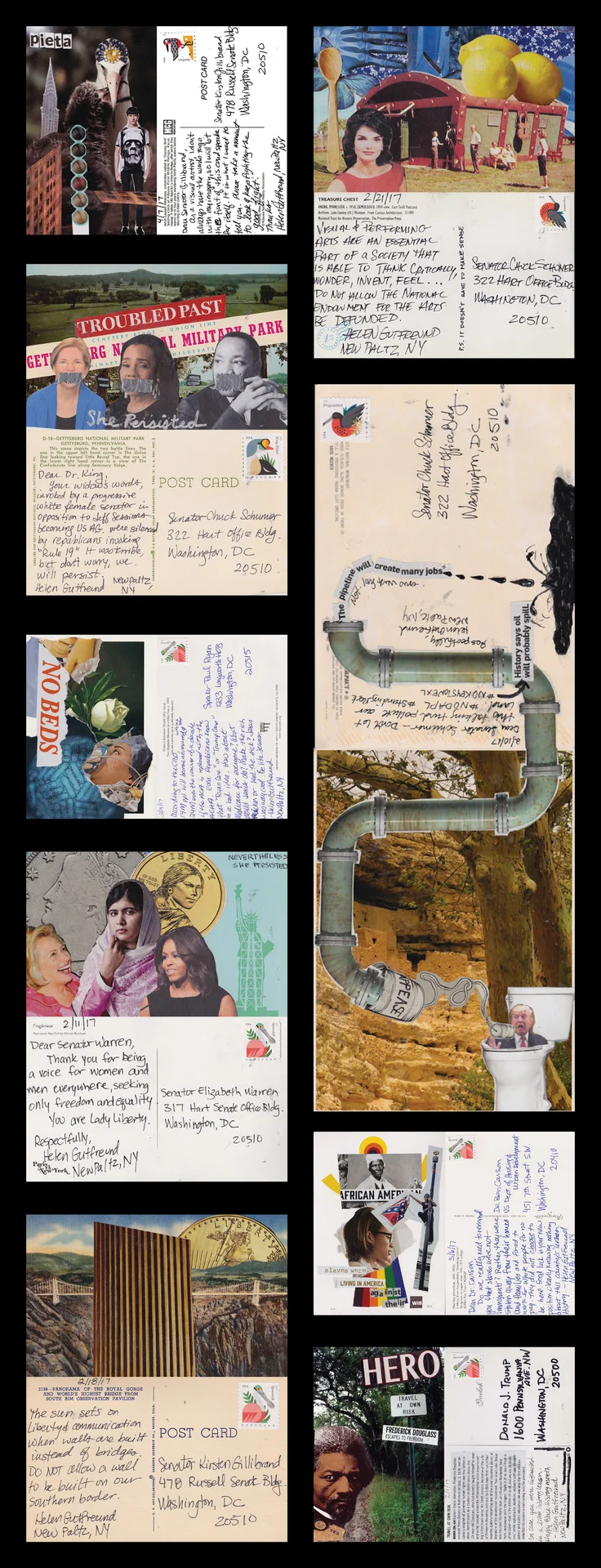 Helen Gutfreund - "Postcards From The Resistance: Stand Up" (30"x11.5") - $250