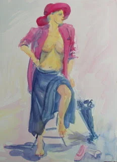 Jill Baratta "Woman Resting" Watercolor on paper - $400
