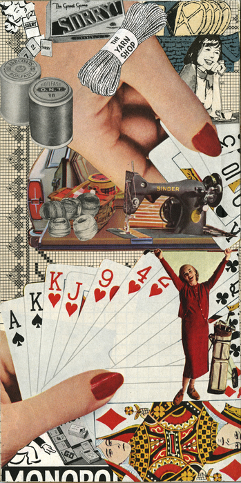 Susan Abbott Martin Women’s Work: Days of the Week: Sunday: Resting Vintage magazines, paper, wood (8" x 4") $750