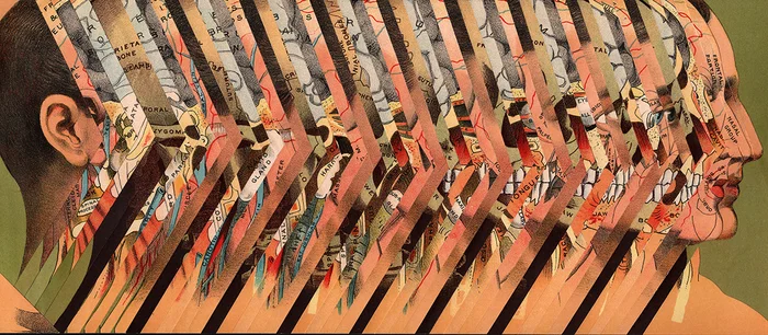 Paul Plumadore Cut Up #78 paper montage (7.25" x 17") $1500
