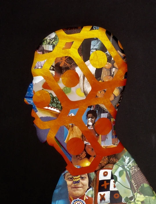 James Porter Self-portrait with Silhouette Collage, mixed media, shadow box (3D image) (14" x 11" x 1.5") $325
