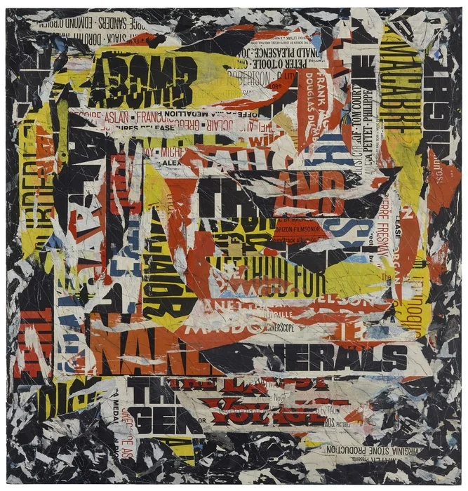 Susan Reedy Prognostication Acrylic, vintage posters, graphite and oil stick on canvas (42" x 40") $6300