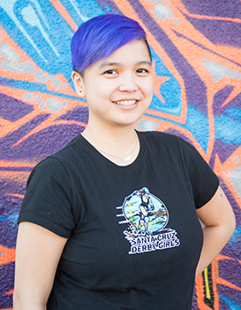 Derby Name: Fluxx Capac-Hit-Her #1.21gw Santa Cruz Derby Girls' Derby Girl of the Month (February 2016) Voted Best Derby Girl by readers of Good Times Best of Santa Cruz 2017 Community (March 2017)