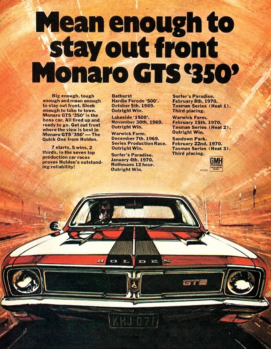 1971 HQ HOLDEN MONARO GTS 308 350 A3 POSTER AD SALES BROCHURE ADVERTISEMENT 