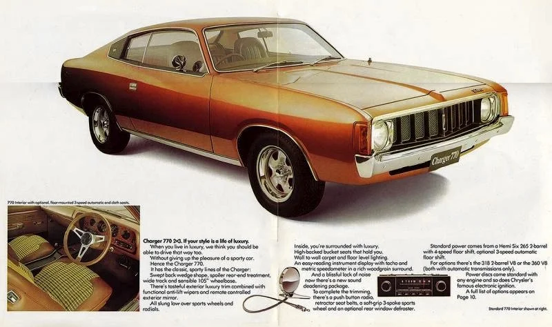The luxuriously equipped VJ Charger 770 - if only rear passengers could roll their windows down…