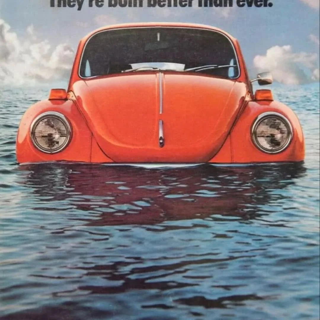 Vintage VW ads from the 1960s and early '70s had a lot of fun highlighting the watertight and rust proofing capabilities of the venerable Beetle.