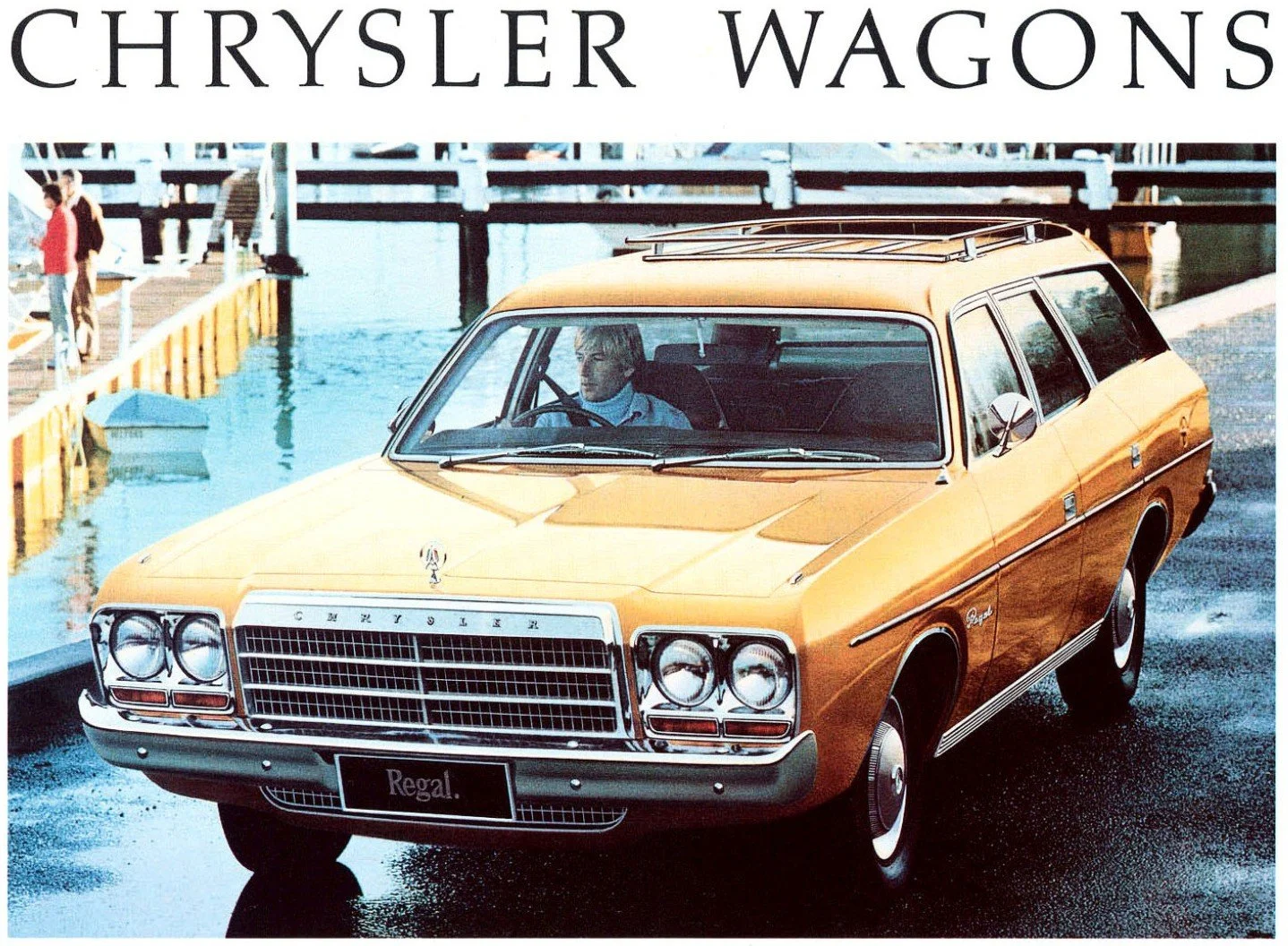  1977 gold metallic Chrysler CM Regal station wagon - original print brochure. 