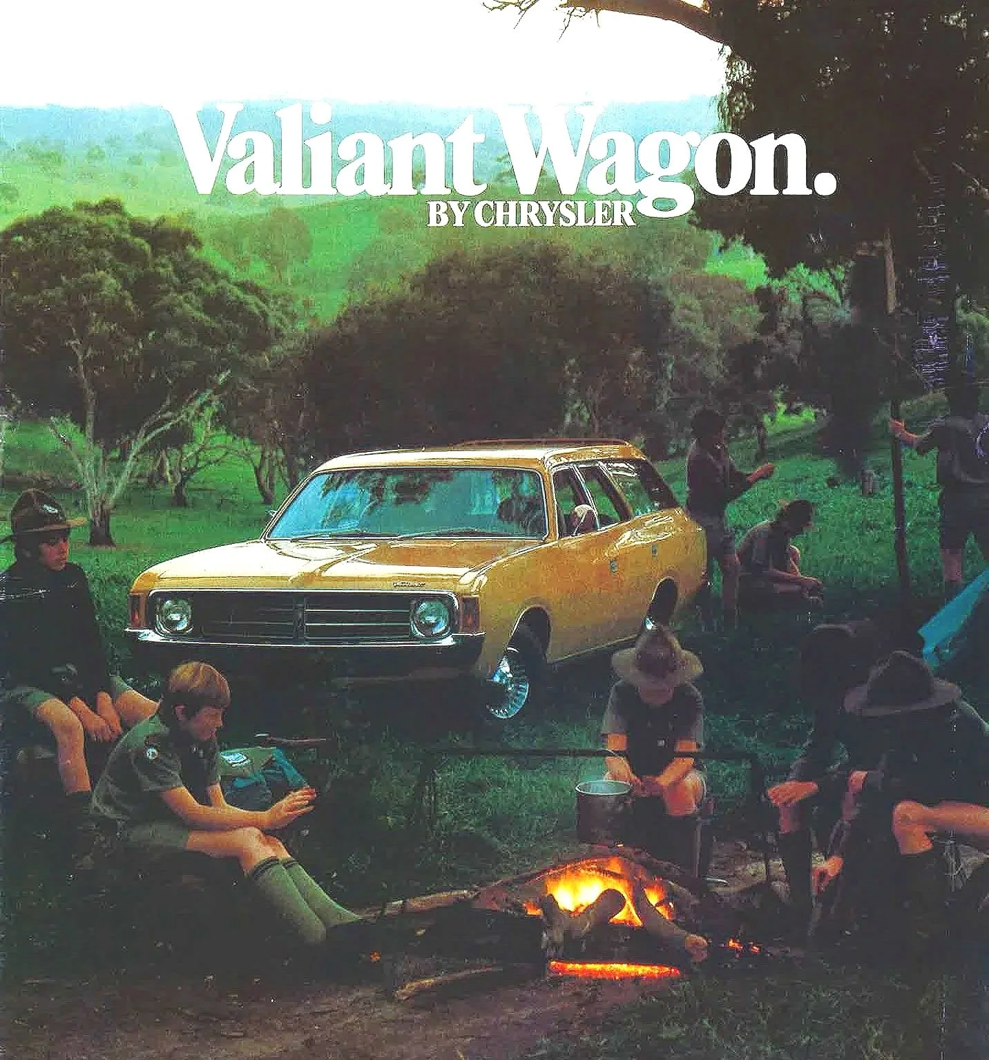  1974 yellow Chrysler VJ Valiant Regal station wagon - original print ad.  