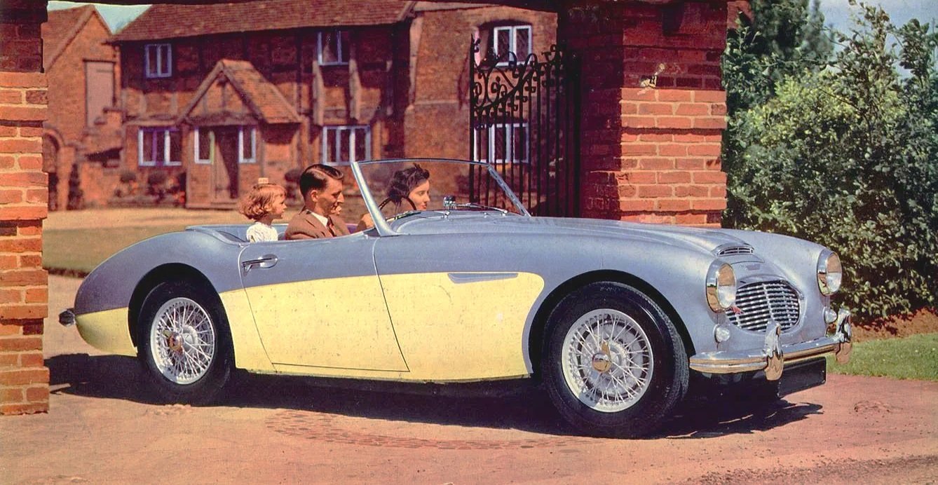 A dedicated archive of vintage print ads and showroom literature celebrating classic Austin-Healey sports cars and big Healeys.