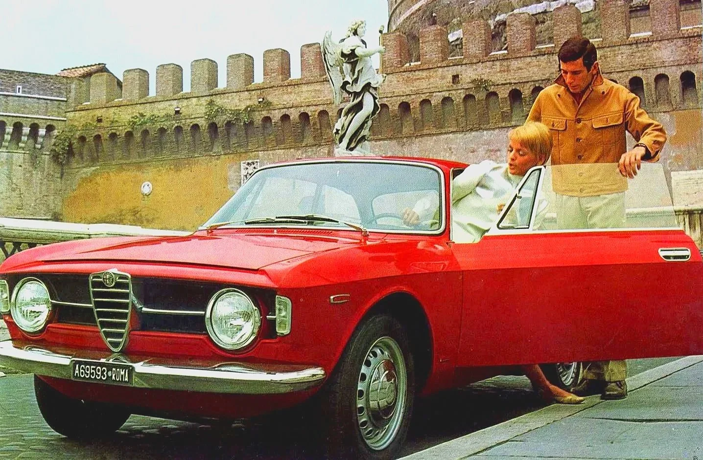 Classic 1960s Alfa Romeo Giulia coupe from a vintage sales brochure. Click to browse the complete Alfa Romeo mid-century promotional media gallery.