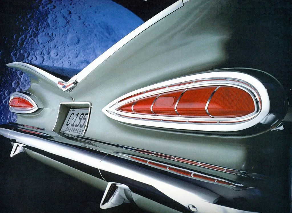 Vintage 1950s Chevrolet advertising archive featuring original 'Tri-Five' Bel Air and Nomad magazine advertisement scans.