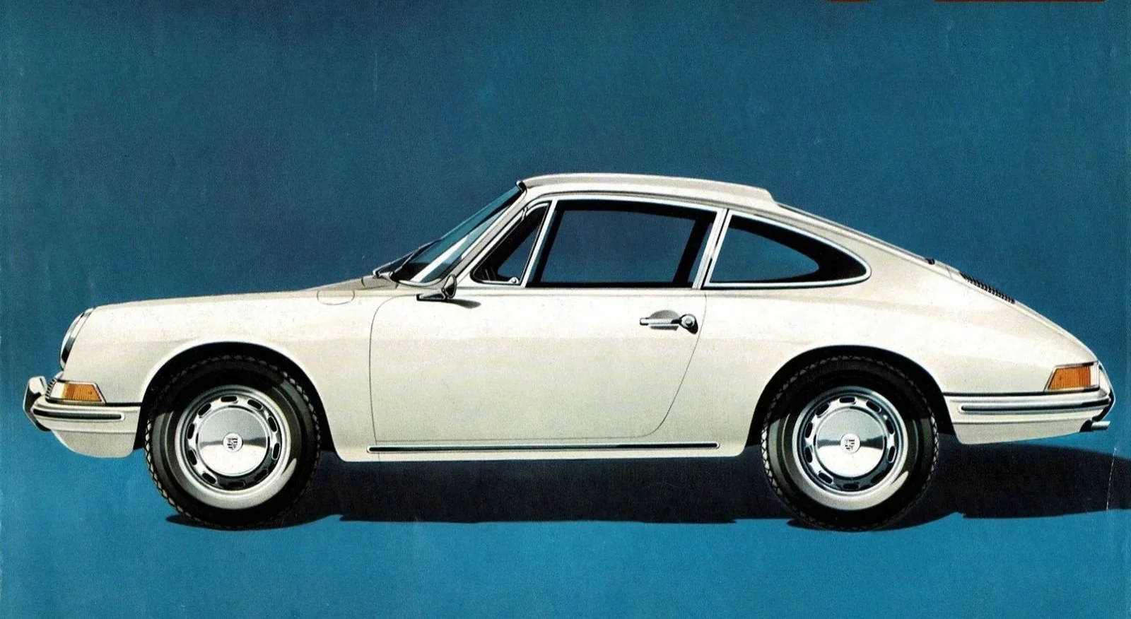 allery of vintage Porsche print advertisements and technical brochures from 1950 to 1990s.