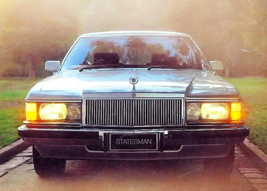 Link to Holden Statesman and Brougham advertising archive featuring HQ, HJ, and WB models.
