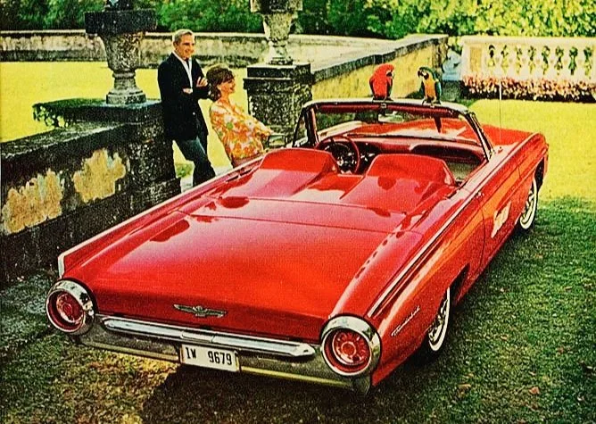Link to Ford Thunderbird classic advertisement archive. Image features a mid-1960s Ford Thunderbird 'Bullet Bird' cruiser.