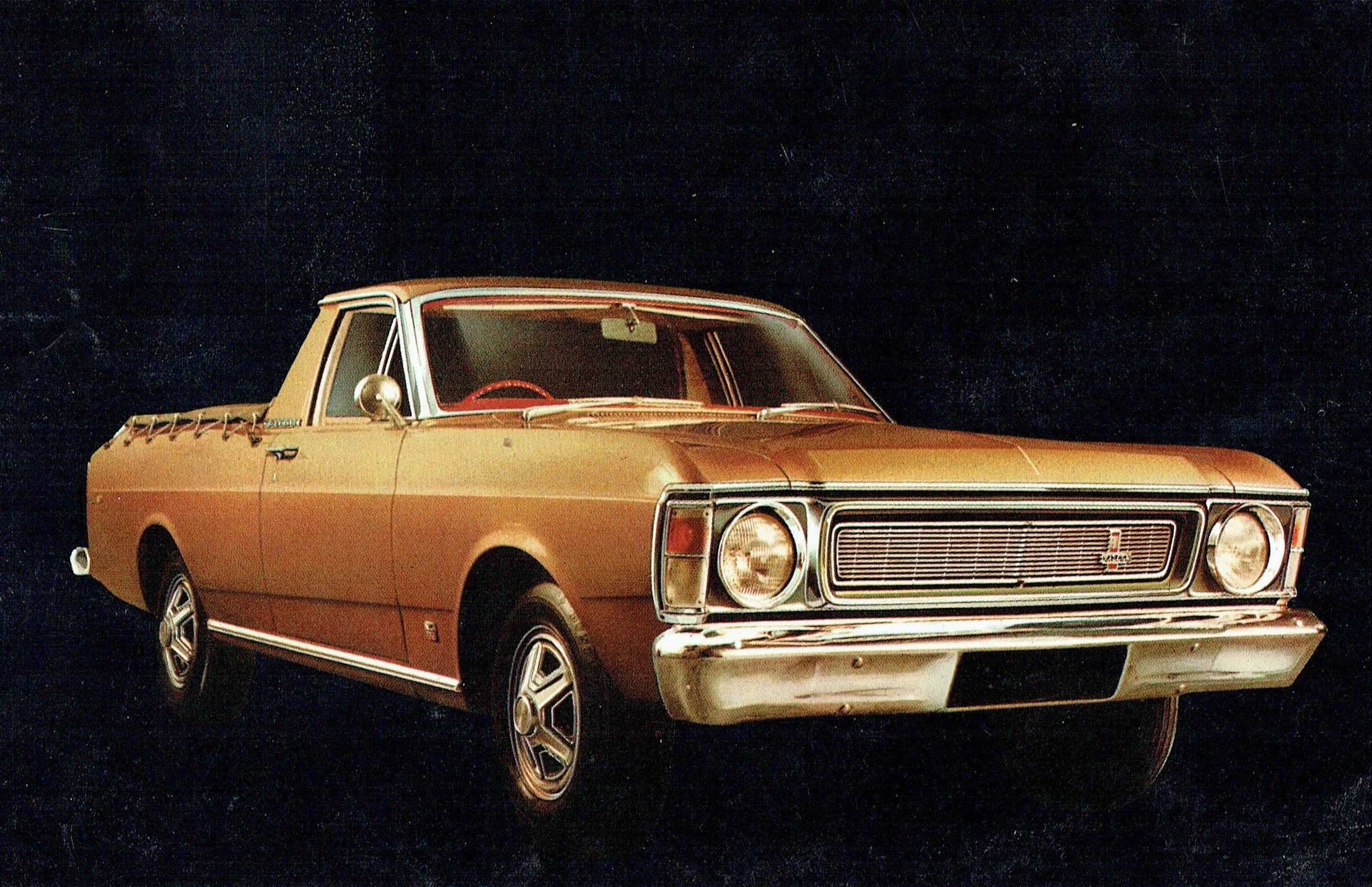 Vintage Ford Falcon Ute and Panel Van commercial vehicle advertisement scan featuring classic Australian workhorse branding.