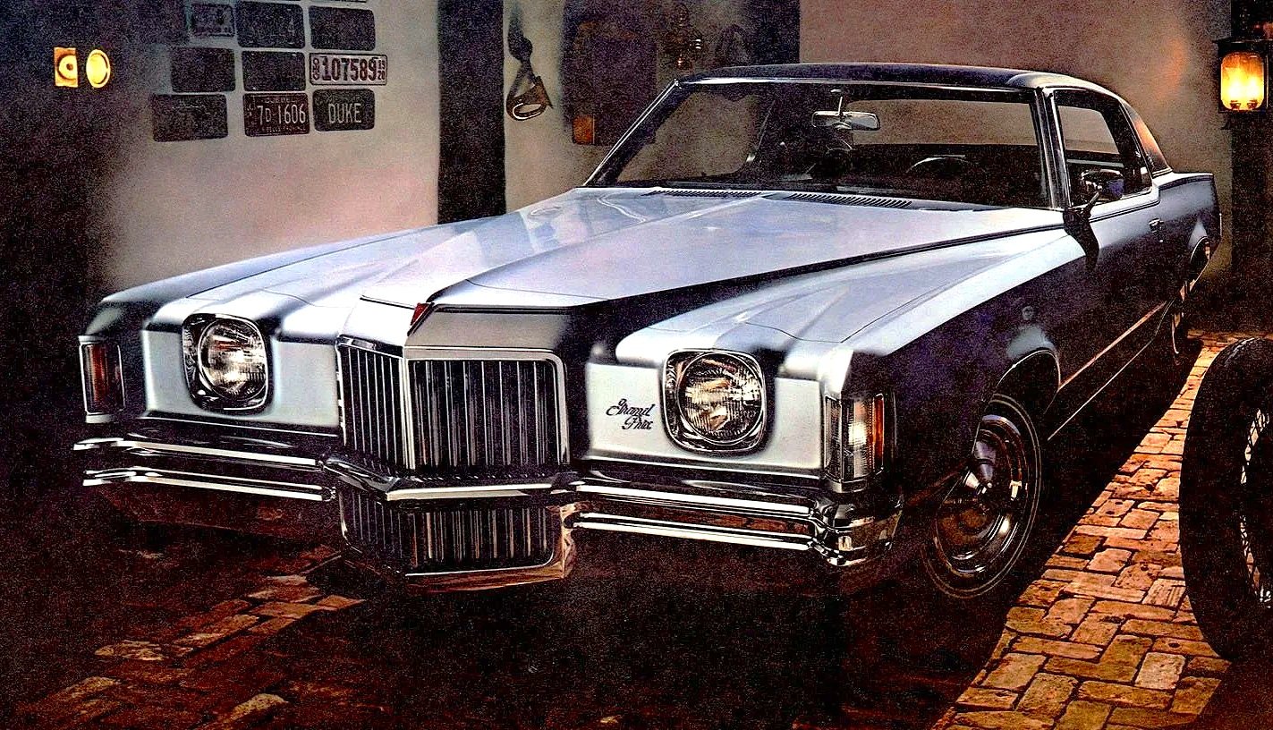 Link to Pontiac Grand Prix personal luxury ad archive. Image features a sporty and aggressive 1960s Pontiac Grand Prix.