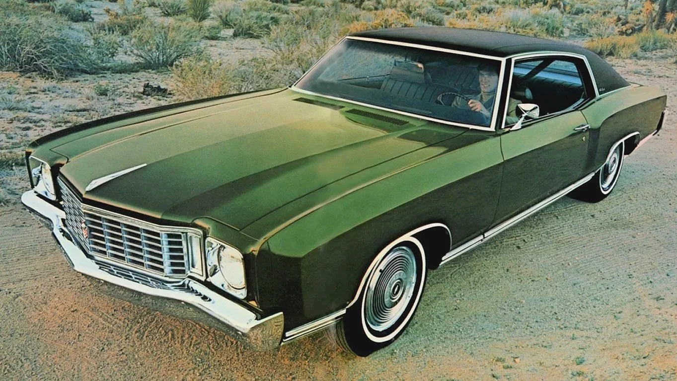 Classic Chevrolet Monte Carlo advertisements from 1970 to 1978 featuring original personal luxury coupe print marketing scans.