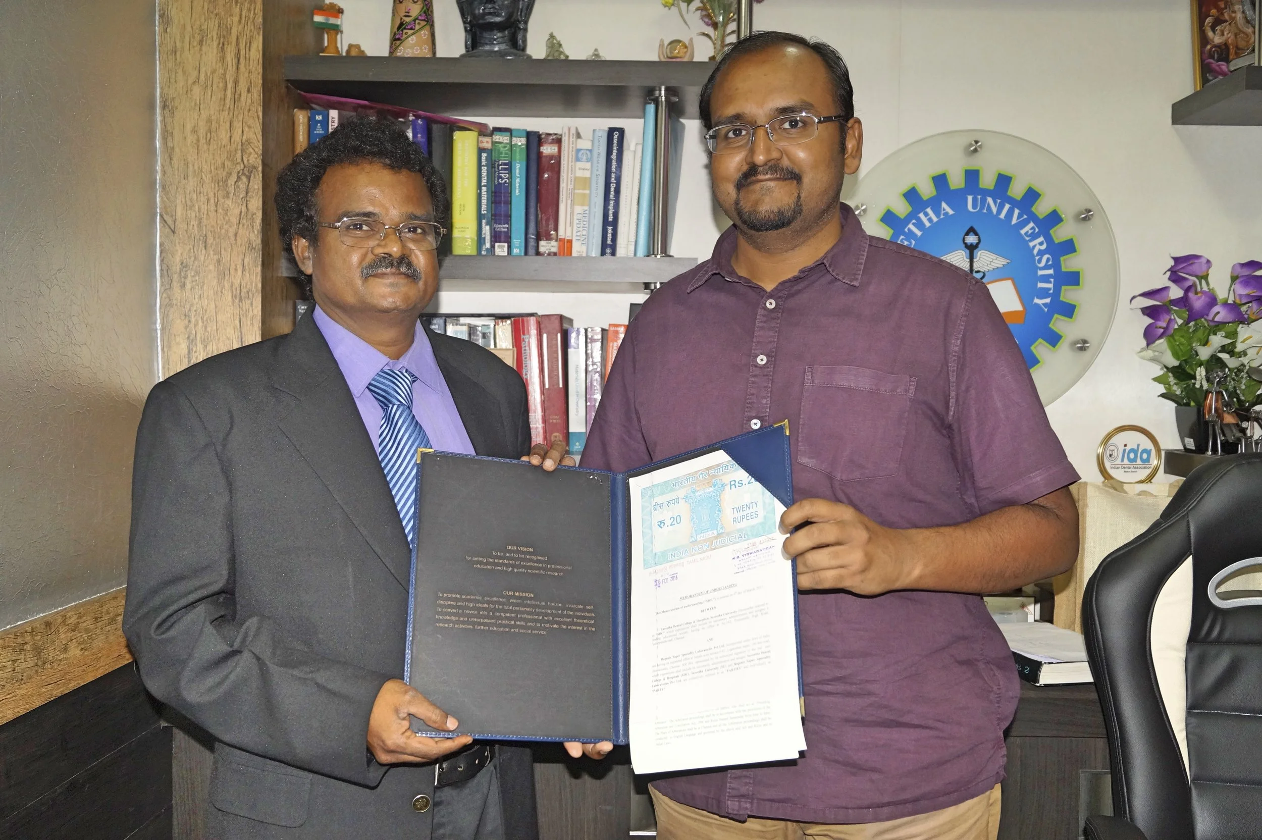 Dr.Subramanian & Dr.Deepak Nallasamy with the signed MOU