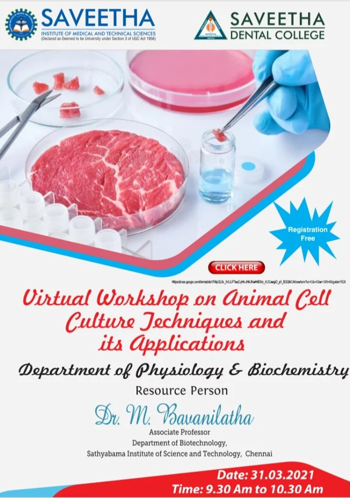 A Virtual Workshop on Animal cell culture techniques and its applications