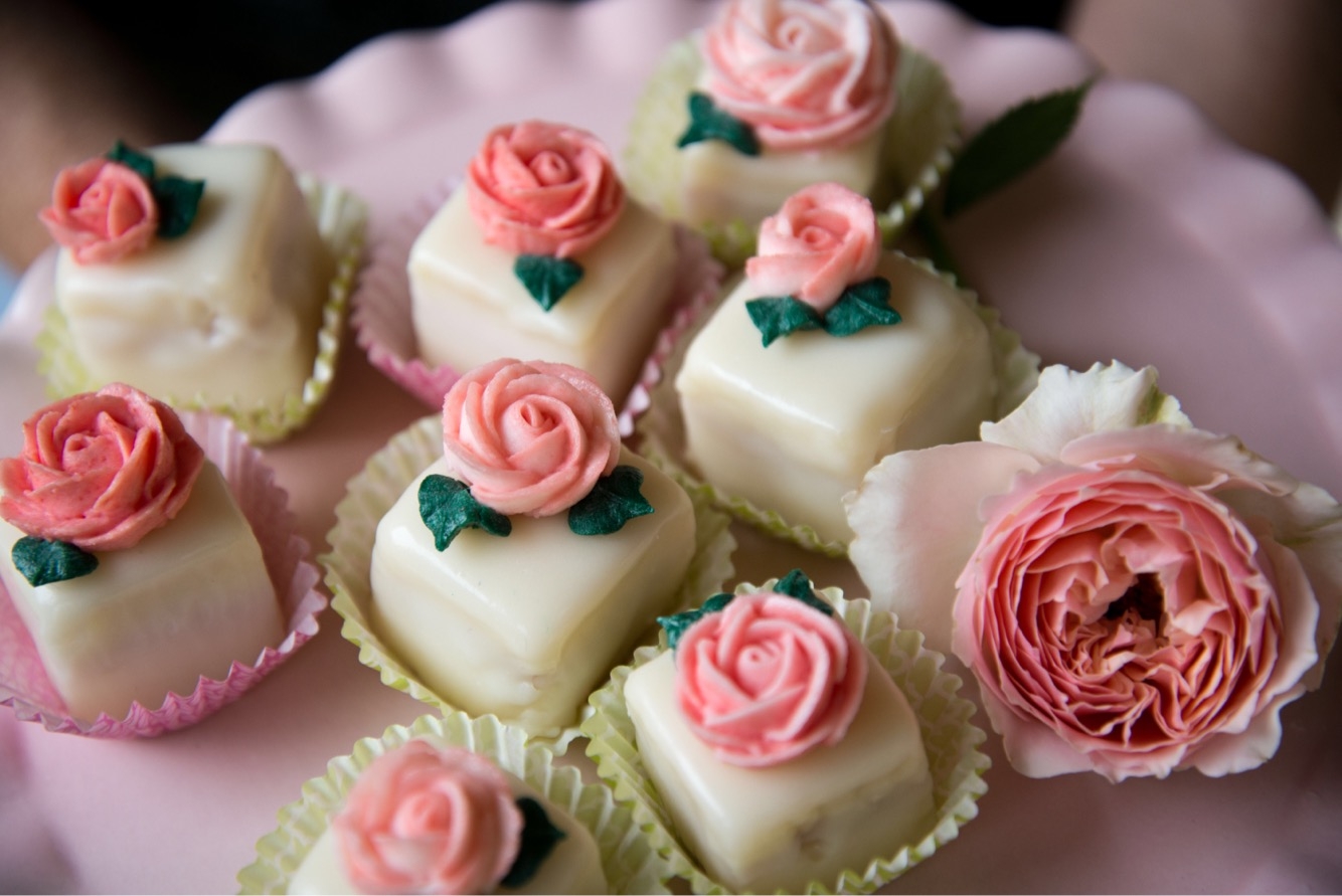 Raspberry and Marzipan Petit Fours