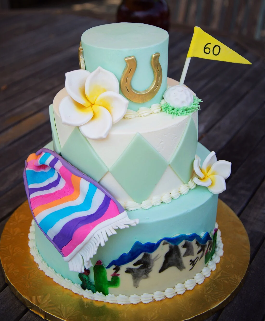 Three Tier 60th Birthday Cake