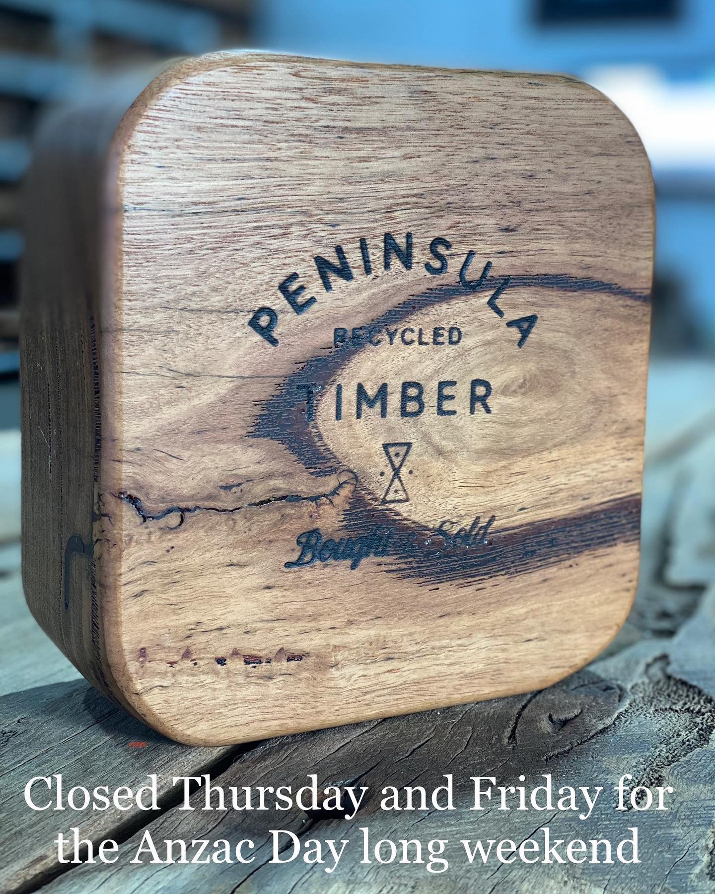 Peninsula Recycled Timber will be closed this Thursday and Friday for the Anzac Day long weekend. Back on deck Monday. 👍🌳⚒️🌺