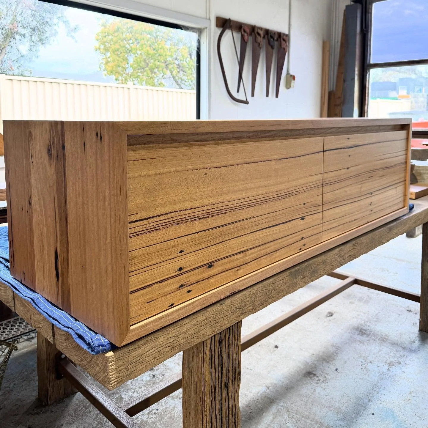 A recently completed floating vanity made from locally sourced recycled messmate. 🌳👍♻️