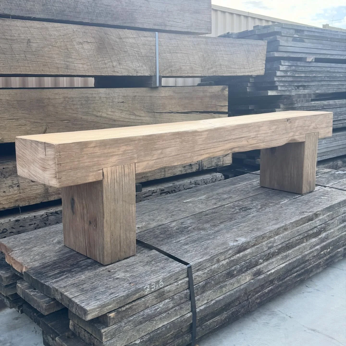 Wharf timber bench seat. Timber salvaged from Fisherman&rsquo;s Jetty, Mornington. 🌳⚒️♻️