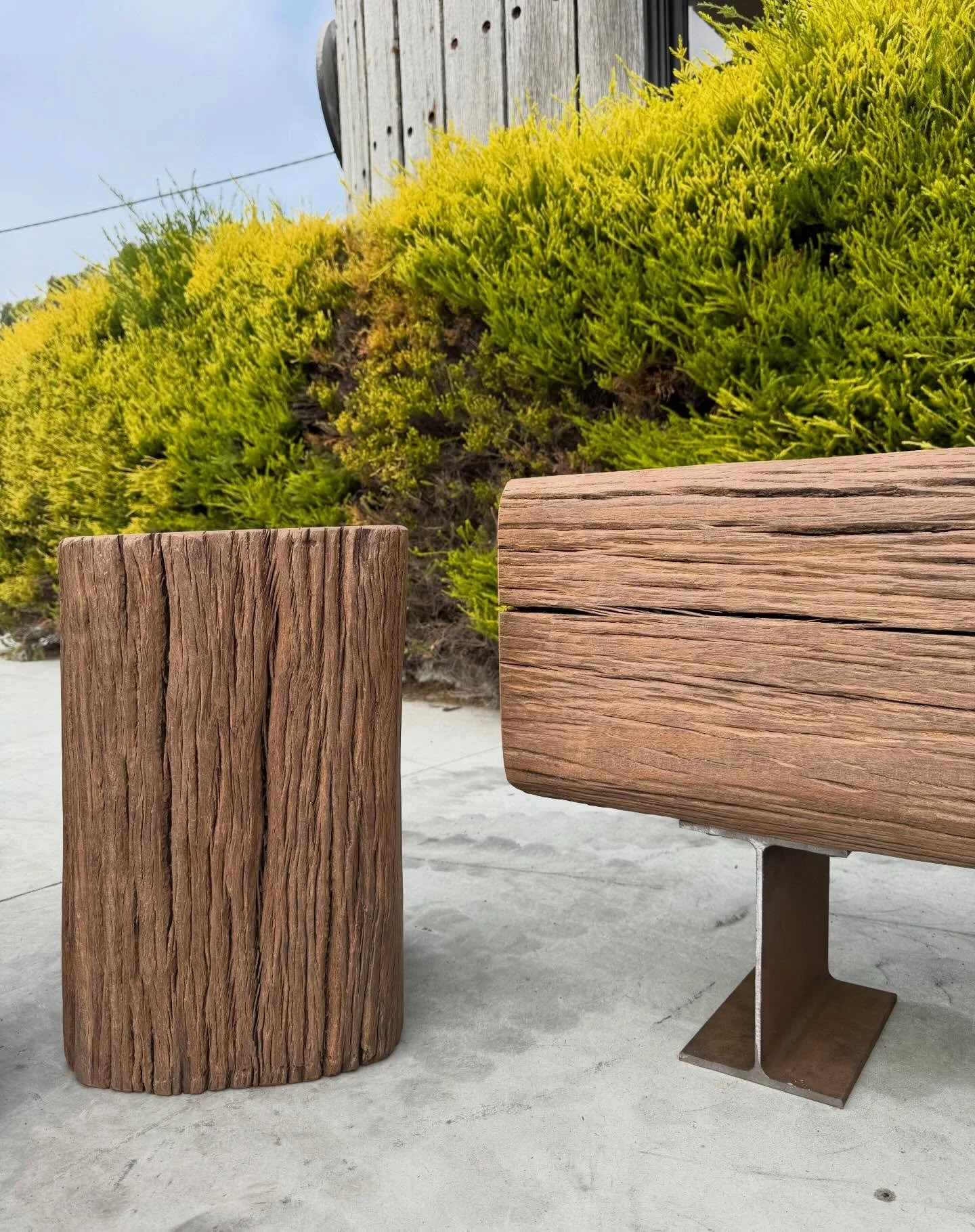 North Wharf stump stool and bench seat. Timber salvaged from Melbourne Docklands. 🌳⚒️♻️