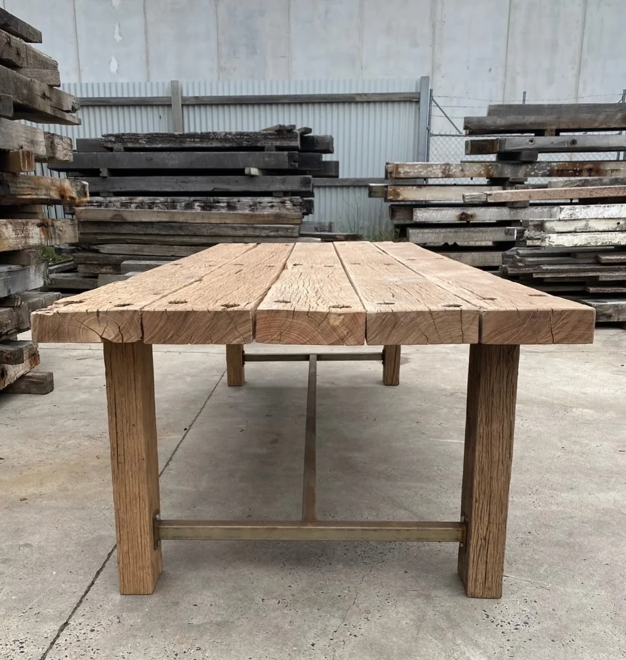 Outdoor table. Timber salvaged from St Kilda Pier. 🌳⚒️♻️