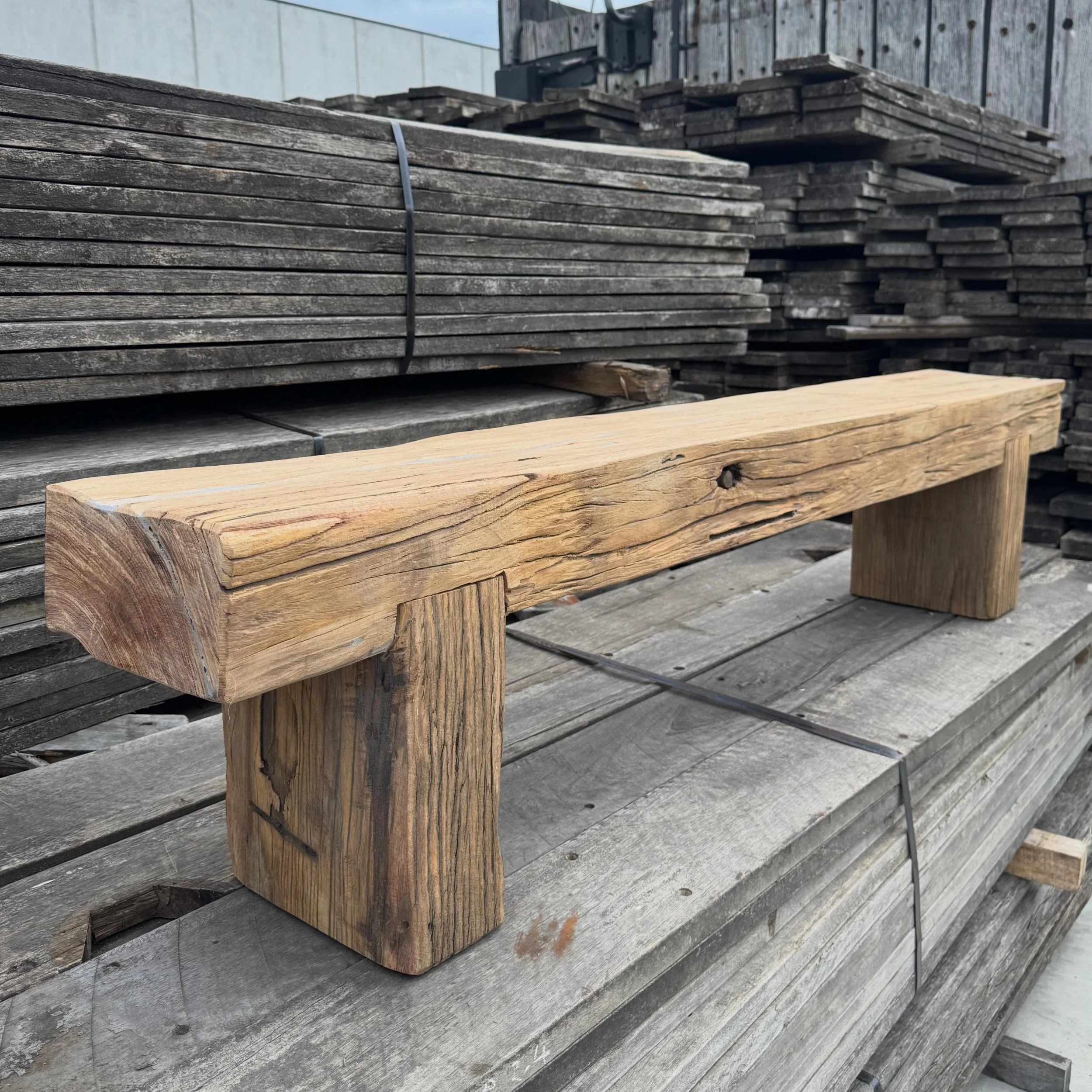 Wharf timber bench seat. Timber salvaged from Rye Pier. 🌳⚒️♻️