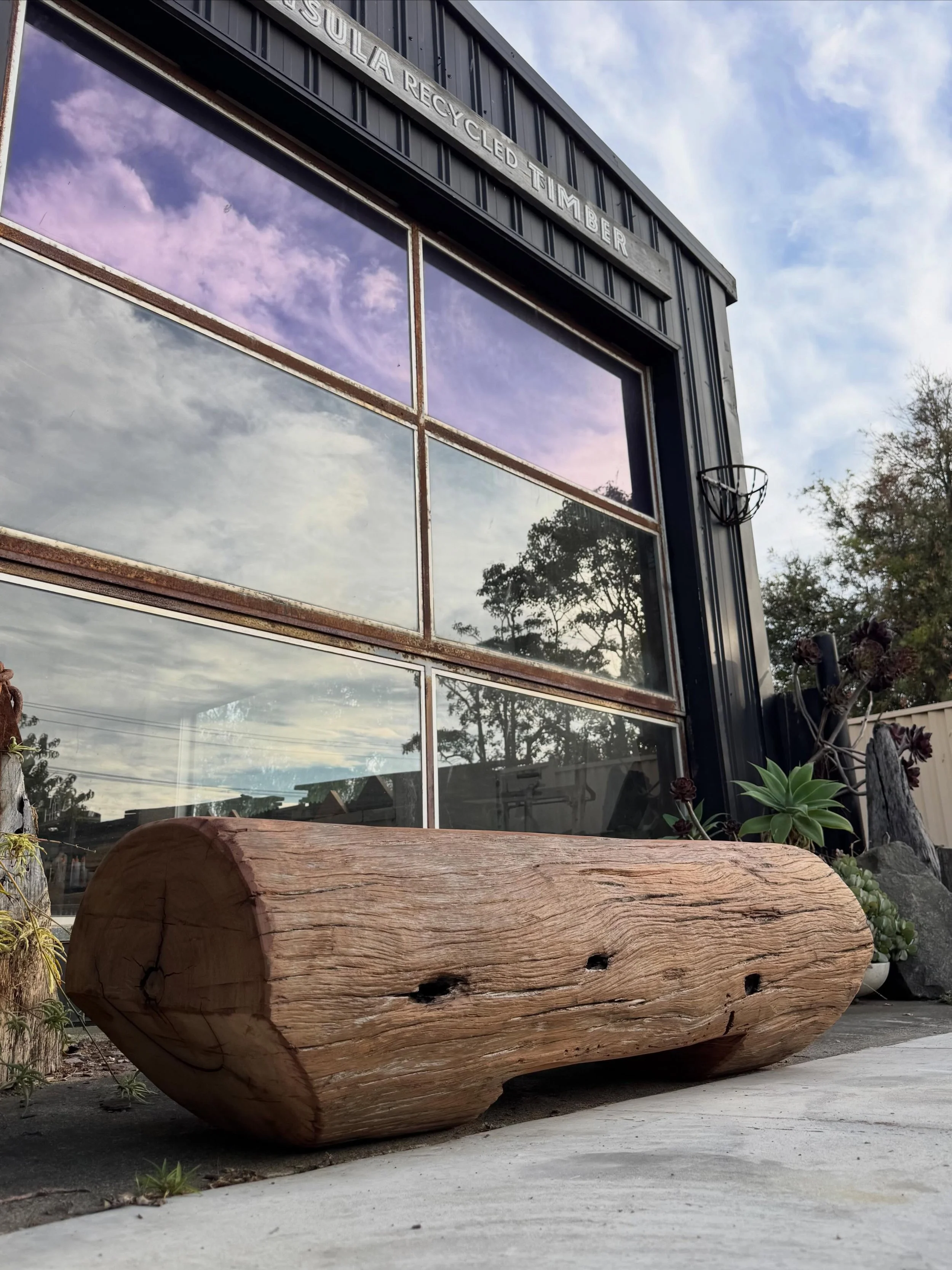 Recycled corbel benchseat. Ironbark salvaged from Lucinda Wharf, QLD. 🌳⚒️♻️