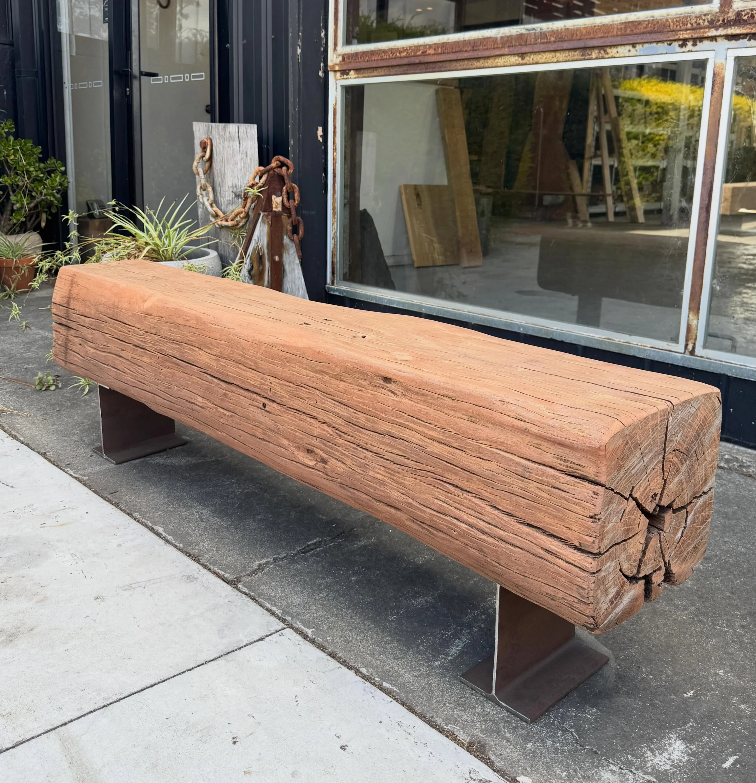 North wharf bench seat. Red ironbark salvaged from Melbourne Docklands. 🌳⚒️♻️