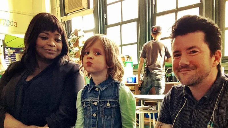 Octavia Spencer, Leo James Davis, and Silas Howard on the set of A Kid Like Jake, 2017.