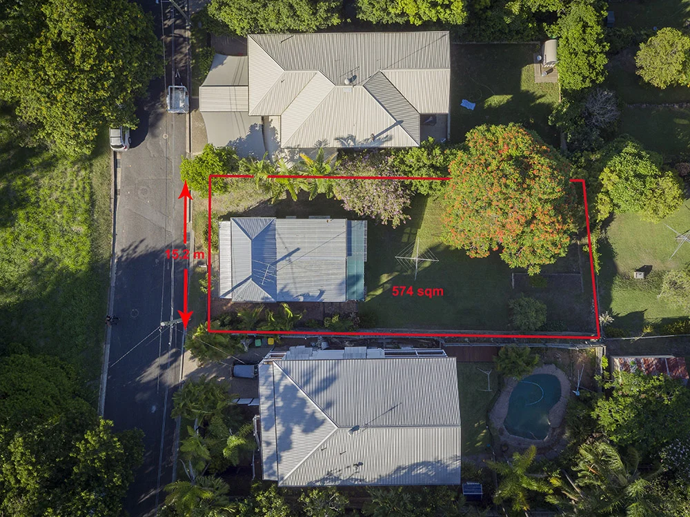 Drone aerial birds-eye-view for professional mark-ups for identifying property boundaries.